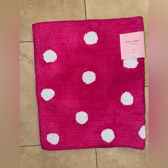 🎉HP🎉New! Kate Spade Cotton Dot Accent Rug in Hot Pink/White💕🤍21”x34” - Picture 10 of 11